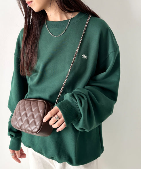 POLO CHAMPS/ポロチャンプス 別注 ワンポイント刺繍 クルーネック 長袖オーバーサイズスウェット | CL2223299 | ダークグリーン