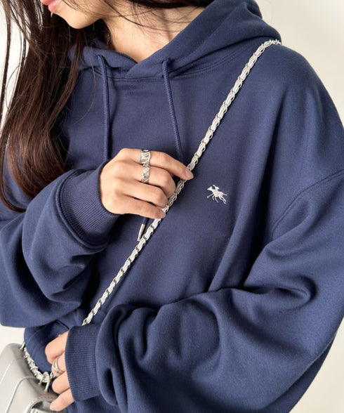 POLOCHAMPS/ポロチャンプス 別注 ワンポイント刺繍 オーバーサイズスウェットパーカー フーディ | CL2223300 | ネイビー