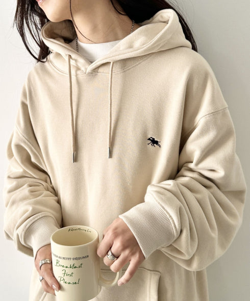 POLO CHAMPS/ポロチャンプス 別注 ワンポイント刺繍 オーバーサイズスウェットパーカー フーディ | CL2223300 | ベージュ