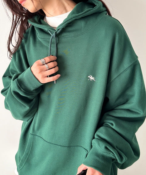 POLO CHAMPS/ポロチャンプス 別注 ワンポイント刺繍 オーバーサイズスウェットパーカー フーディ | CL2223300 | ダークグリーン