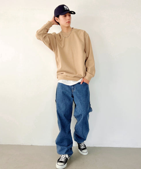 PROCLUB(プロクラブ)/スーパーヘビーウェイト 13オンス クルーネック ビッグ スウェットプルオーバー/Heavyweight Crew Neck Fleece Pullover Sweatshirt | IM2223002 | カーキ