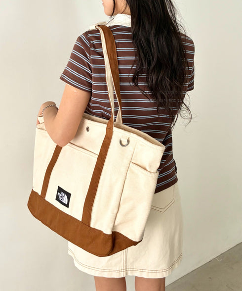 THE NORTH FACE(ザ・ノースフェイス)/ALL-DAY TOTE L_PLUS/TNF A4 PC収納 ビッグサイズ トートバッグ 横型トート コットン素材 | IM1261013 | キャメル