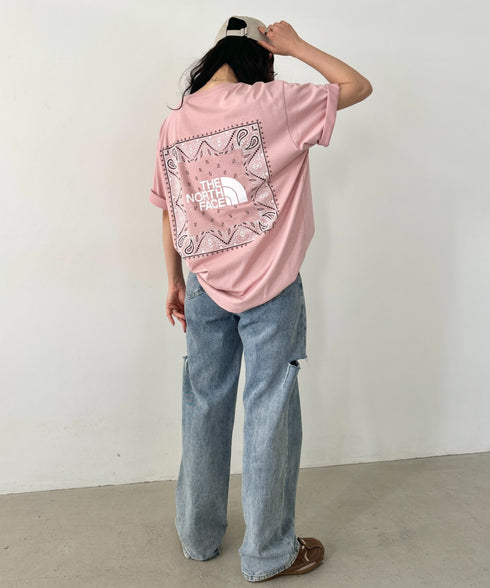 THE NORTH FACE(ザ・ノースフェイス)/ビッグロゴ プリント バンダナ 半袖 Tシャツ/M'S BANDANA S/S R/TEE | IM2251068 | ピンク