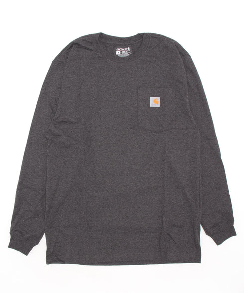 Carhartt(カーハート)/ルーズフィット ロンT ポケT USA規格 ヘビーウェイト ビッグサイズ オーバーサイズ 6.5Oz ユニセックス ポケット付き コットン 長袖 ロンT/K126 | IL2224044 | チャコールグレー