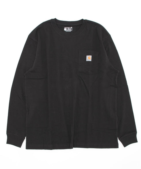 Carhartt(カーハート)/ルーズフィット ロンT ポケT USA規格 ヘビーウェイト ビッグサイズ オーバーサイズ 6.5Oz ユニセックス ポケット付き コットン 長袖 ロンT/K126 | IL2224044 | ブラック