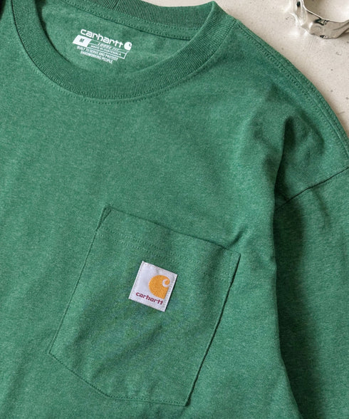 Carhartt(カーハート)/ルーズフィット ロンT ポケT USA規格 ヘビーウェイト ビッグサイズ オーバーサイズ 6.5Oz ユニセックス ポケット付き コットン 長袖 ロンT/K126 | IL2224044 | グリーン