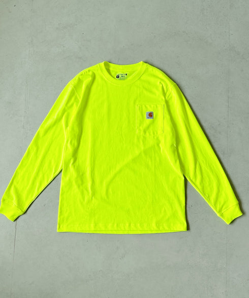 Carhartt(カーハート)/ルーズフィット ロンT ポケT USA規格 ヘビーウェイト ビッグサイズ オーバーサイズ 6.5Oz ユニセックス ポケット付き コットン 長袖 ロンT/K126 | IL2224044 | ライム