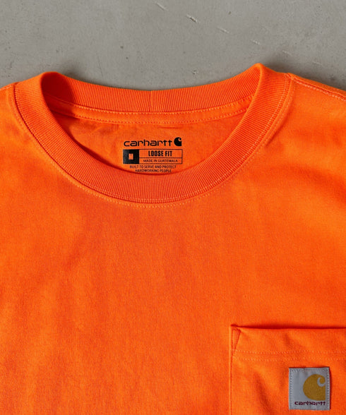 Carhartt(カーハート)/ルーズフィット ロンT ポケT USA規格 ヘビーウェイト ビッグサイズ オーバーサイズ 6.5Oz ユニセックス ポケット付き コットン 長袖 ロンT/K126 | IL2224044 | オレンジ
