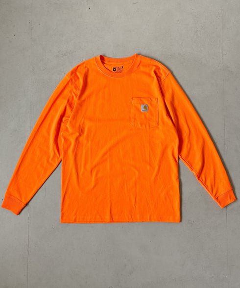 Carhartt(カーハート)/ルーズフィット ロンT ポケT USA規格 ヘビーウェイト ビッグサイズ オーバーサイズ 6.5Oz ユニセックス ポケット付き コットン 長袖 ロンT/K126 | IL2224044 | オレンジ