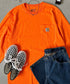 Carhartt(カーハート)/ルーズフィット ロンT ポケT USA規格 ヘビーウェイト ビッグサイズ オーバーサイズ 6.5Oz ユニセックス ポケット付き コットン 長袖 ロンT/K126 | IL2224044 | オレンジ