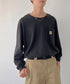 Carhartt(カーハート)/ルーズフィット ロンT ポケT USA規格 ヘビーウェイト ビッグサイズ オーバーサイズ 6.5Oz ユニセックス ポケット付き コットン 長袖 ロンT/K126 | IL2224044 | ブラック