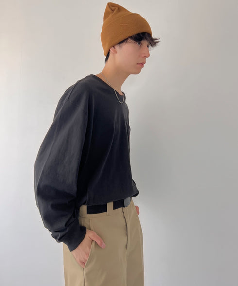 Carhartt(カーハート)/ルーズフィット ロンT ポケT USA規格 ヘビーウェイト ビッグサイズ オーバーサイズ 6.5Oz ユニセックス ポケット付き コットン 長袖 ロンT/K126 | IL2224044 | ブラック