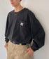 Carhartt(カーハート)/ルーズフィット ロンT ポケT USA規格 ヘビーウェイト ビッグサイズ オーバーサイズ 6.5Oz ユニセックス ポケット付き コットン 長袖 ロンT/K126 | IL2224044 | ブラック