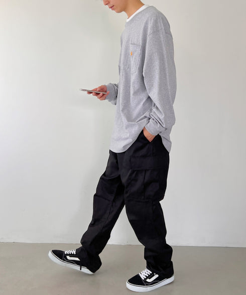 Carhartt(カーハート)/ルーズフィット ロンT ポケT USA規格 ヘビーウェイト ビッグサイズ オーバーサイズ 6.5Oz ユニセックス ポケット付き コットン 長袖 ロンT/K126 | IL2224044 | グレー