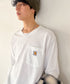Carhartt(カーハート)/ルーズフィット ロンT ポケT USA規格 ヘビーウェイト ビッグサイズ オーバーサイズ 6.5Oz ユニセックス ポケット付き コットン 長袖 ロンT/K126 | IL2224044 | ホワイト