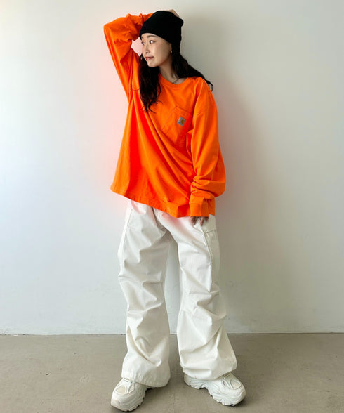 Carhartt(カーハート)/ルーズフィット ロンT ポケT USA規格 ヘビーウェイト ビッグサイズ オーバーサイズ 6.5Oz ユニセックス ポケット付き コットン 長袖 ロンT/K126 | IL2224044 | オレンジ