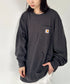 Carhartt(カーハート)/ルーズフィット ロンT ポケT USA規格 ヘビーウェイト ビッグサイズ オーバーサイズ 6.5Oz ユニセックス ポケット付き コットン 長袖 ロンT/K126 | IL2224044 | チャコールグレー