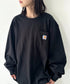Carhartt(カーハート)/ルーズフィット ロンT ポケT USA規格 ヘビーウェイト ビッグサイズ オーバーサイズ 6.5Oz ユニセックス ポケット付き コットン 長袖 ロンT/K126 | IL2224044 | ブラック