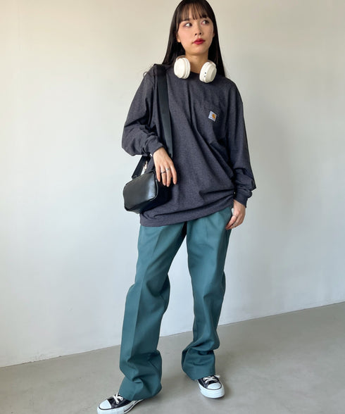 Carhartt(カーハート)/ルーズフィット ロンT ポケT USA規格 ヘビーウェイト ビッグサイズ オーバーサイズ 6.5Oz ユニセックス ポケット付き コットン 長袖 ロンT/K126 | IL2224044 | チャコールグレー