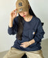 Carhartt(カーハート)/ルーズフィット ロンT ポケT USA規格 ヘビーウェイト ビッグサイズ オーバーサイズ 6.5Oz ユニセックス ポケット付き コットン 長袖 ロンT/K126 | IL2224044 | ネイビー