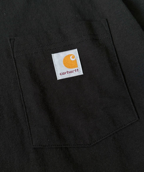 Carhartt(カーハート)/ルーズフィット ロンT ポケT USA規格 ヘビーウェイト ビッグサイズ オーバーサイズ 6.5Oz ユニセックス ポケット付き コットン 長袖 ロンT/K126 | IL2224044 | ブラック