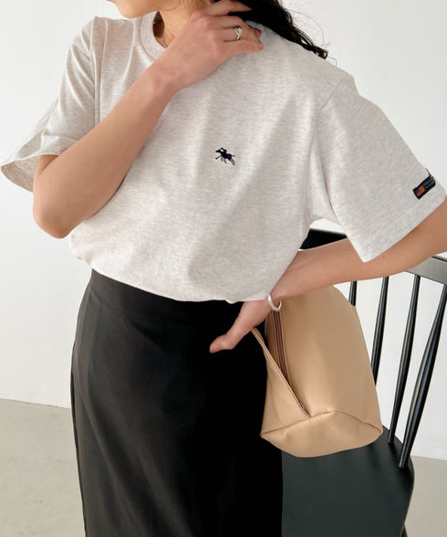 【POLO CHAMPS/ポロチャンプス】 別注 ワンポイント刺繍 クルーネック半袖Tシャツ | CL2232009 | ライトグレー