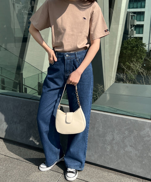 【POLO CHAMPS/ポロチャンプス】 別注 ワンポイント刺繍 クルーネック半袖Tシャツ | CL2232009 | ベージュ