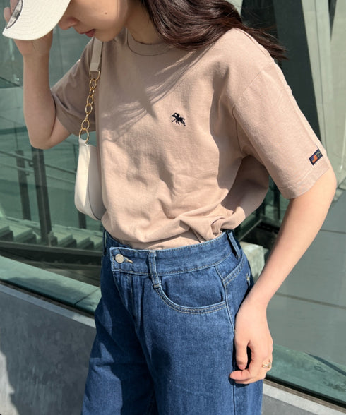 【POLO CHAMPS/ポロチャンプス】 別注 ワンポイント刺繍 クルーネック半袖Tシャツ | CL2232009 | ベージュ