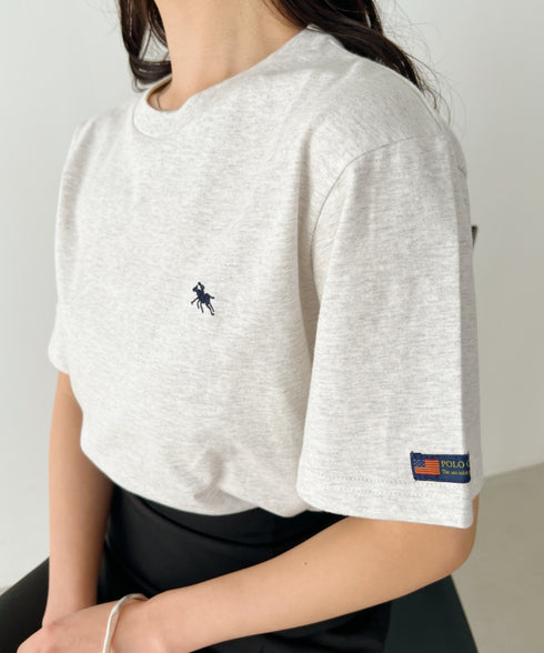 【POLO CHAMPS/ポロチャンプス】 別注 ワンポイント刺繍 クルーネック半袖Tシャツ | CL2232009 | ライトグレー
