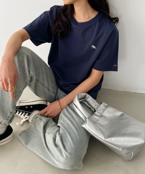 【POLO CHAMPS/ポロチャンプス】 別注 ワンポイント刺繍 クルーネック半袖Tシャツ | CL2232009 | ネイビー