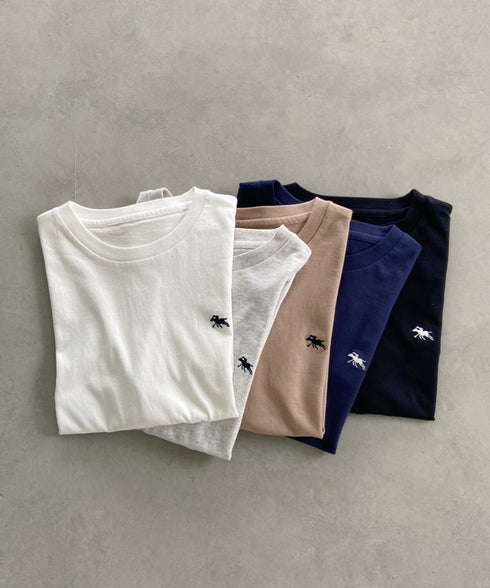 【POLO CHAMPS/ポロチャンプス】 別注 ワンポイント刺繍 クルーネック半袖Tシャツ | CL2232009 | ベージュ