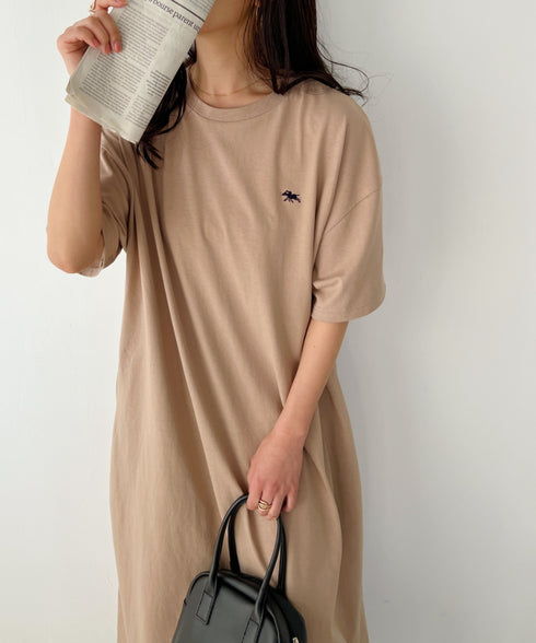 【POLO CHAMPS/ポロチャンプス】別注 ワンポイント刺繍 半袖ロング丈 Tワンピース | CL2232012 | ベージュ