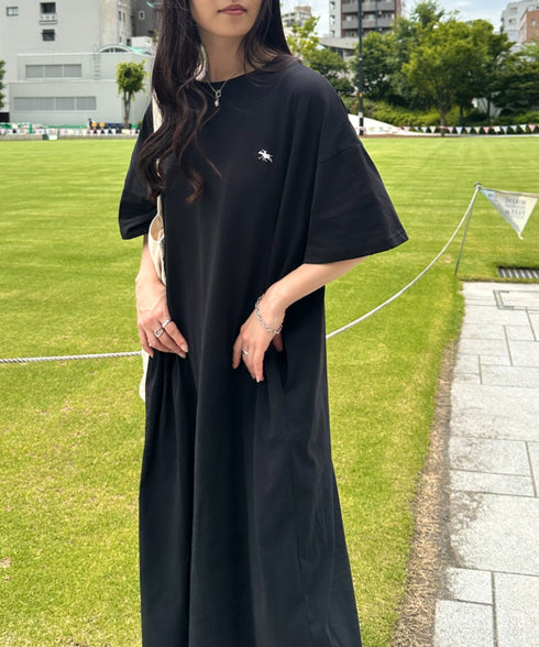 【POLOCHAMPS/ポロチャンプス】別注 ワンポイント刺繍 半袖ロング丈 Tワンピース | CL2232012 | ブラック