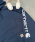 Carhartt(カーハート)/ ルーズフィット 袖ロゴ パーカー スウェット フーディー ミッドウエイト オーバーサイズ / K288 / Loose Fit Midweight Logo Sleeve Graphic Sweatshirt | IL2224045 | ネイビー
