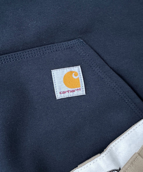 Carhartt(カーハート)/ ルーズフィット 袖ロゴ パーカー スウェット フーディー ミッドウエイト オーバーサイズ / K288 / Loose Fit Midweight Logo Sleeve Graphic Sweatshirt | IL2224045 | ネイビー