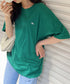 【POLO CHAMPS/ポロチャンプス】 別注 ワンポイント刺繍 クルーネック半袖Tシャツ オーバーサイズ | CL2232052 | ダークグリーン