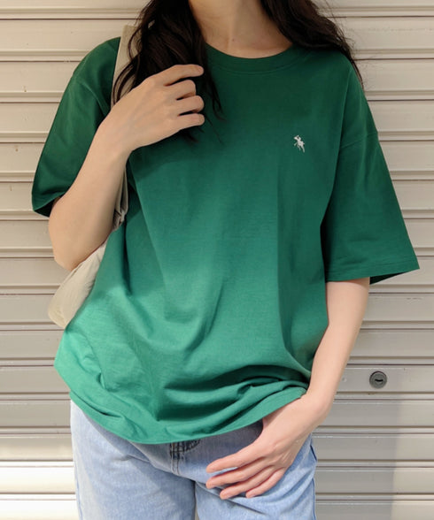 【POLO CHAMPS/ポロチャンプス】 別注 ワンポイント刺繍 クルーネック半袖Tシャツ オーバーサイズ | CL2232052 | ダークグリーン