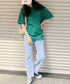 【POLO CHAMPS/ポロチャンプス】 別注 ワンポイント刺繍 クルーネック半袖Tシャツ オーバーサイズ | CL2232052 | ダークグリーン