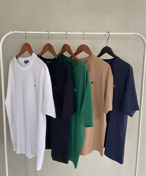 【POLO CHAMPS/ポロチャンプス】 別注 ワンポイント刺繍 クルーネック半袖Tシャツ オーバーサイズ | CL2232052 | ダークグリーン