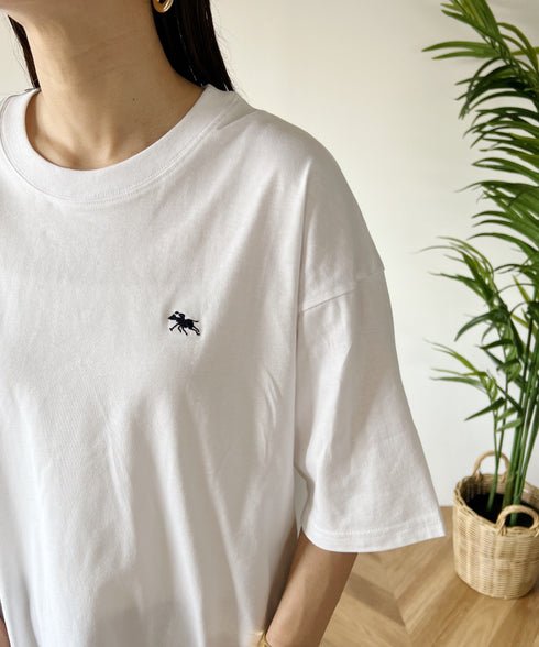 【POLO CHAMPS/ポロチャンプス】 別注 オーバーサイズ ワンポイント刺繍 クルーネック半袖Tシャツ | MD2232002 | ホワイト