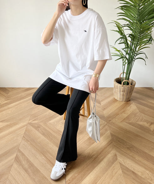 【POLO CHAMPS/ポロチャンプス】 別注 オーバーサイズ ワンポイント刺繍 クルーネック半袖Tシャツ | MD2232002 | ホワイト