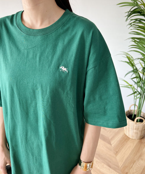 【POLO CHAMPS/ポロチャンプス】 別注 オーバーサイズ ワンポイント刺繍 クルーネック半袖Tシャツ | MD2232002 | ダークグリーン