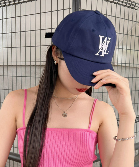 WOOALONG(ウアロン)/シグネチャー ロゴ ベースボール キャップ サイズ調整可能/Signature Logo ball cap | IL5231046 | ネイビー