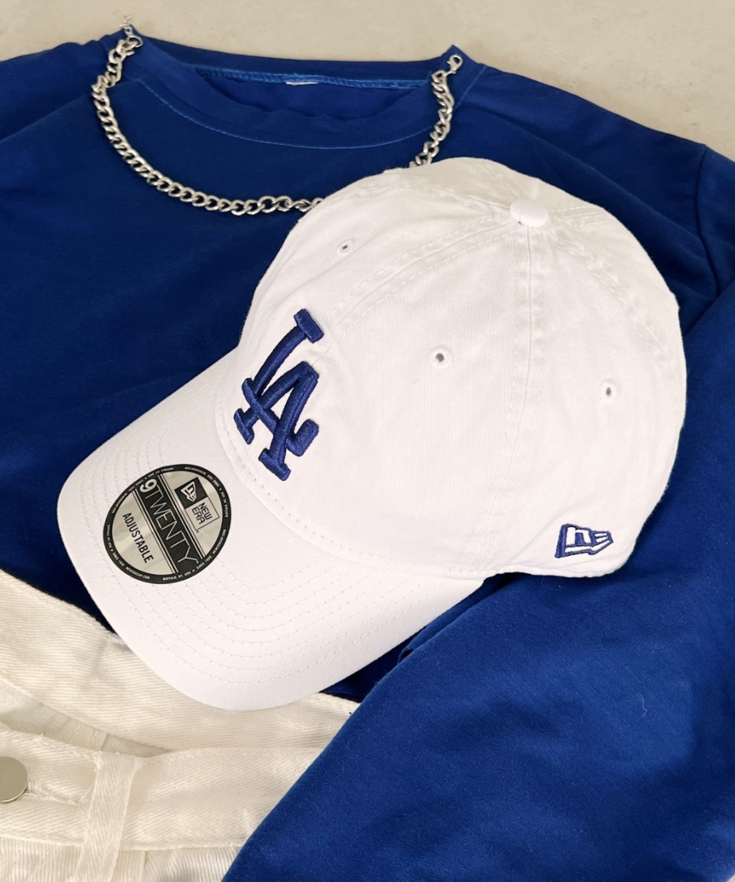 MLB NYロゴ刺繍ベースボールキャップ ホワイト NY刺繍キャップ 4色展開 サイドロゴデザイン ベースボール
