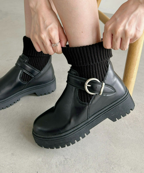 ニットドッキングベルトソックスブーツ | LO3233124 | ブラック