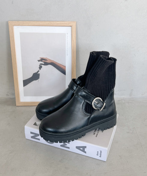 ニットドッキングベルトソックスブーツ | LO3233124 | ブラック