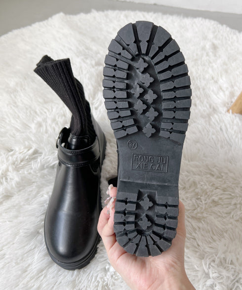 ニットドッキングベルトソックスブーツ | LO3233124 | ブラック