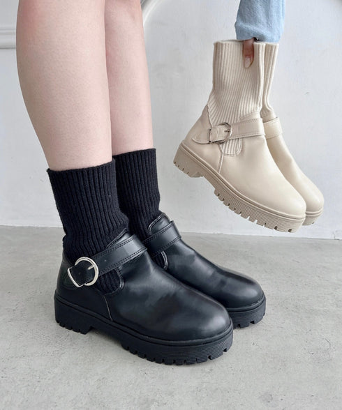 ニットドッキングベルトソックスブーツ | LO3233124 | ブラック