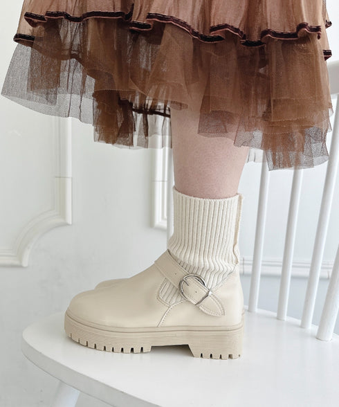 ニットドッキングベルトソックスブーツ | LO3233124 | アイボリー