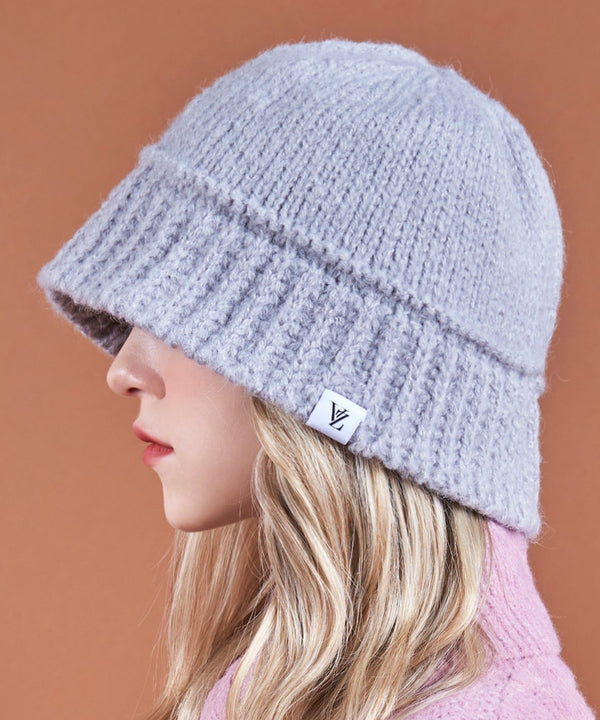 VARZAR(バザール)/Monogram Label Wool Knit Bucket Hat/モノグラム ラベル ウール ニット バケットハット | IL5233053 | グレー